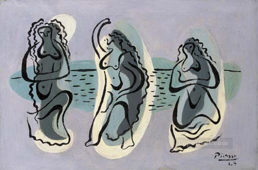 Three women on the edge of a beach 1924 cubist Pablo Picasso Oil Paintings